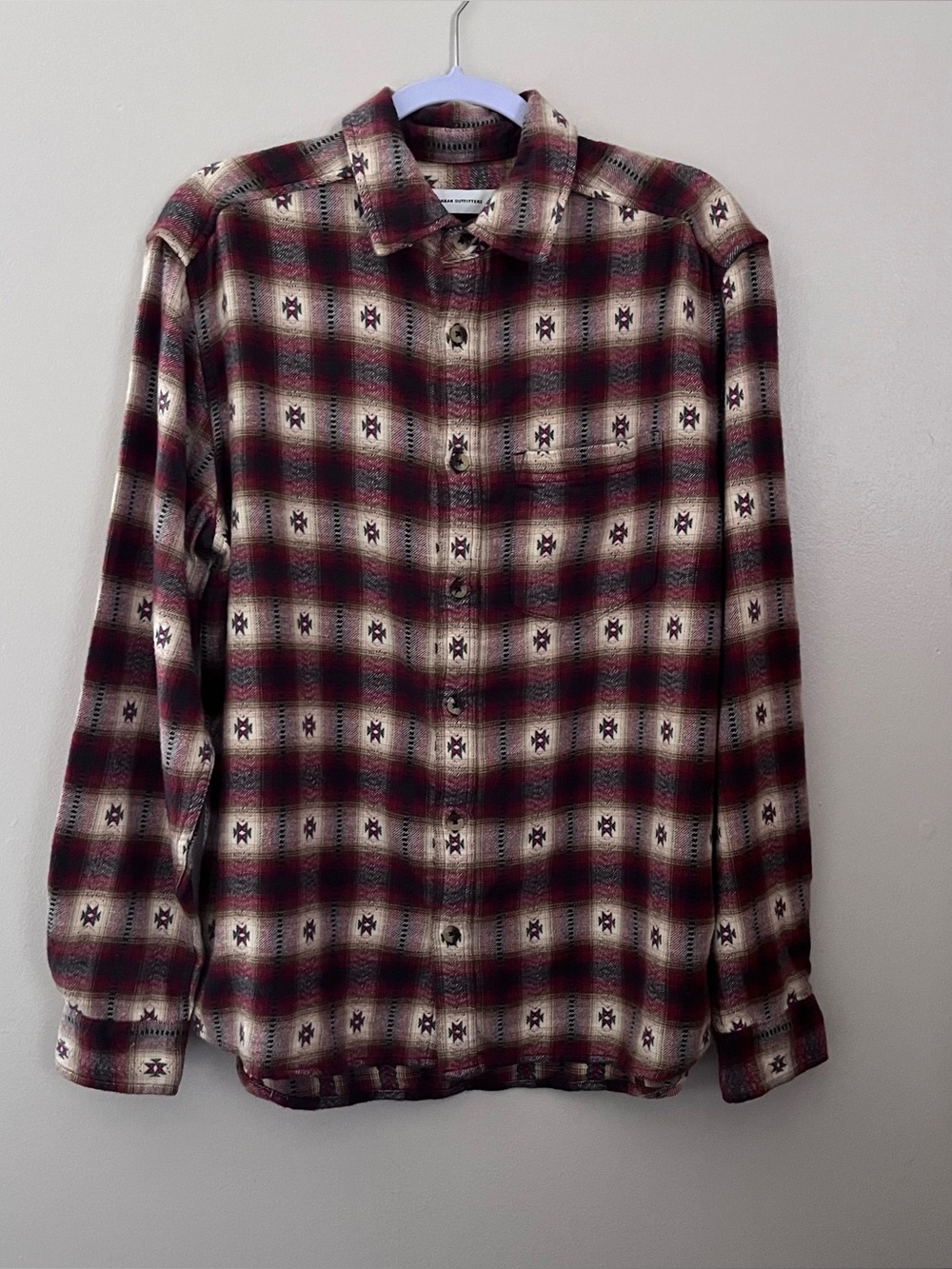 Urban Outfitters Dobby Ikat Flannel Button Down Shirt Mens Size S